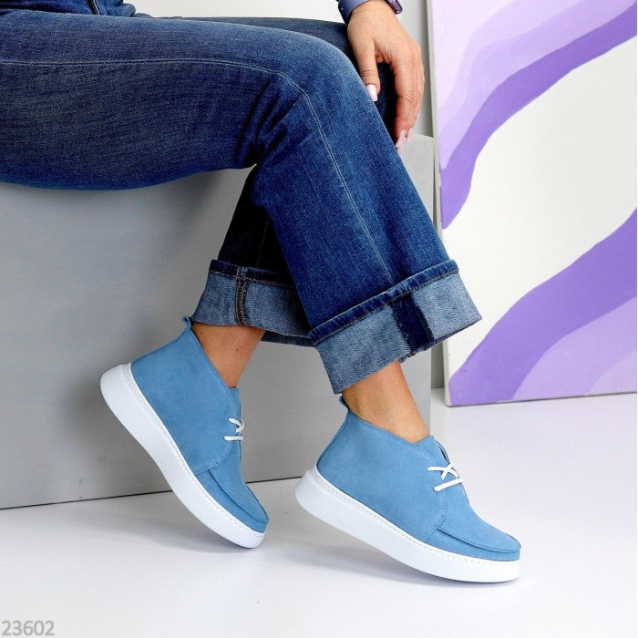 Черевики жіночі натуральна замша блакитні демі 37,39,40р