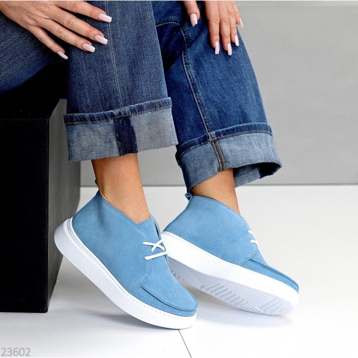 Черевики жіночі натуральна замша блакитні демі 37,39,40р