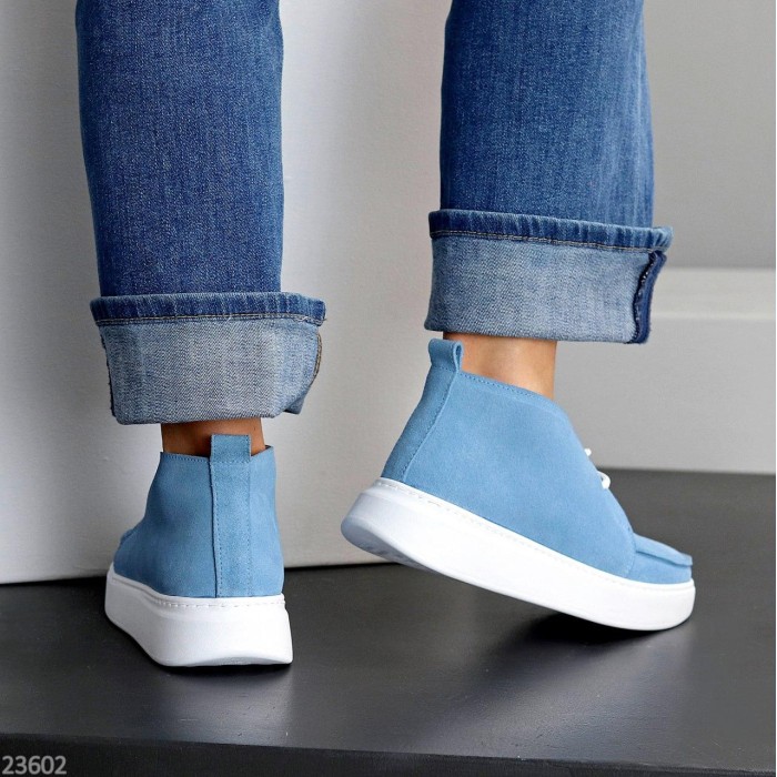 Черевики жіночі натуральна замша блакитні демі 37,39,40р