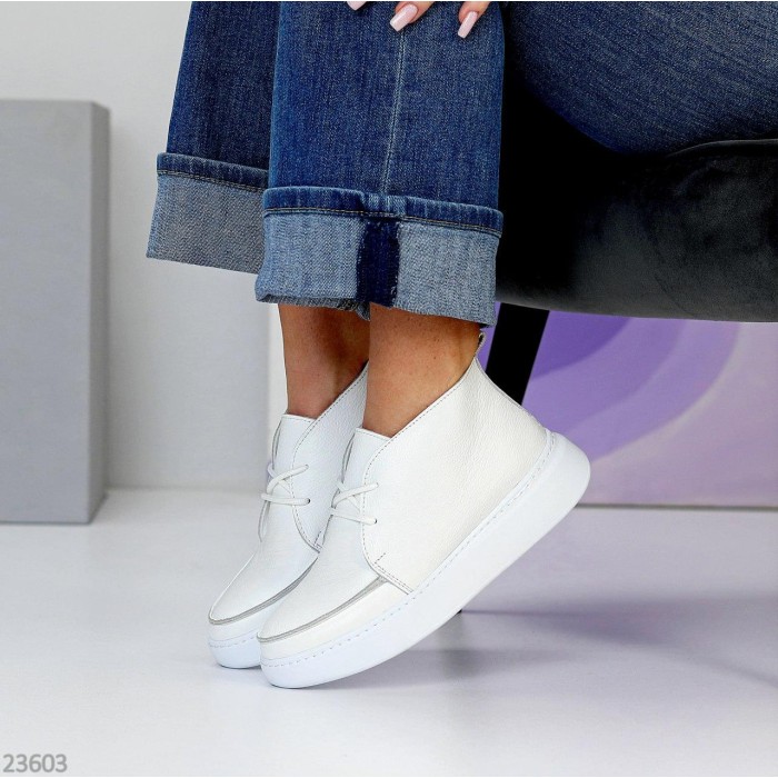 Черевики жіночі натуральна шкіра білі демі 36,37,38,39,40,41p