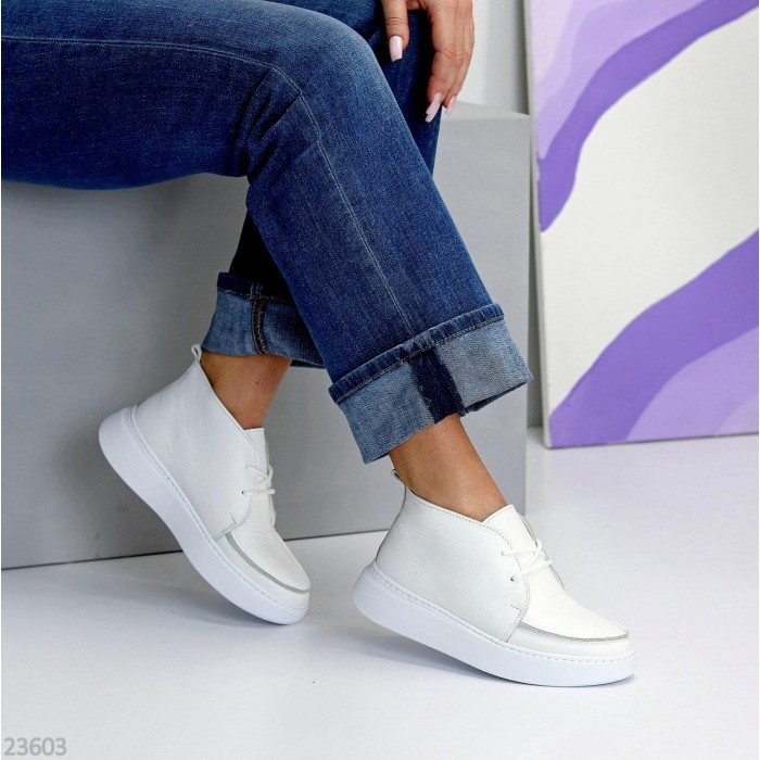 Черевики жіночі натуральна шкіра білі демі 36,37,38,39,40,41p