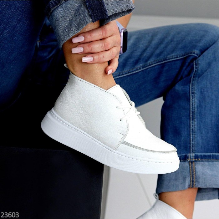 Черевики жіночі натуральна шкіра білі демі 36,37,38,39,40,41p