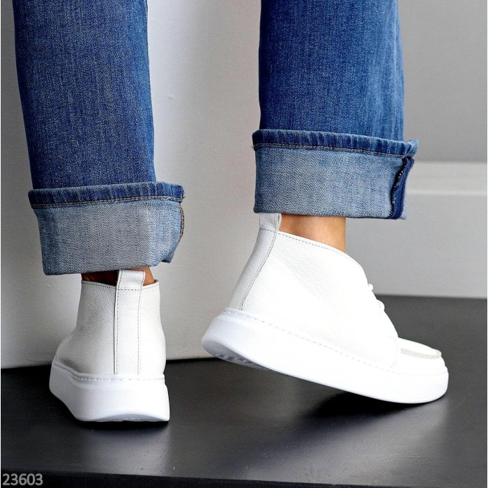 Черевики жіночі натуральна шкіра білі демі 36,37,38,39,40,41p