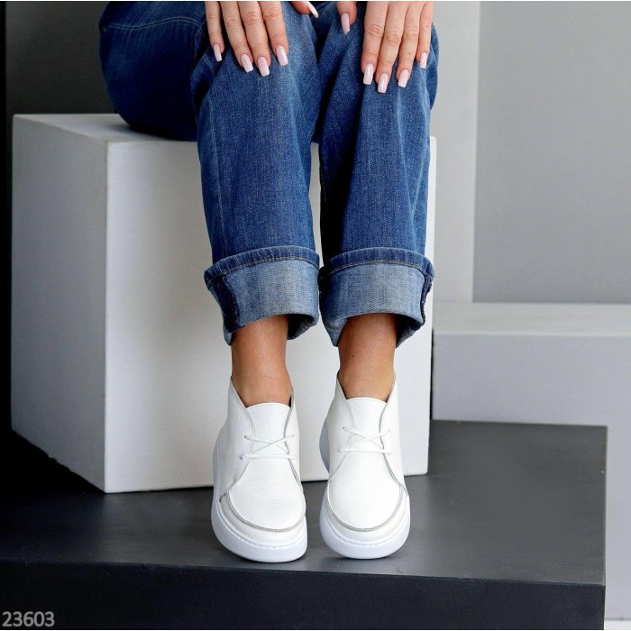 Черевики жіночі натуральна шкіра білі демі 36,37,38,39,40,41p