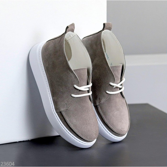 Черевики жіночі натуральна замша сірі демі 36,37,38,39,40,41р