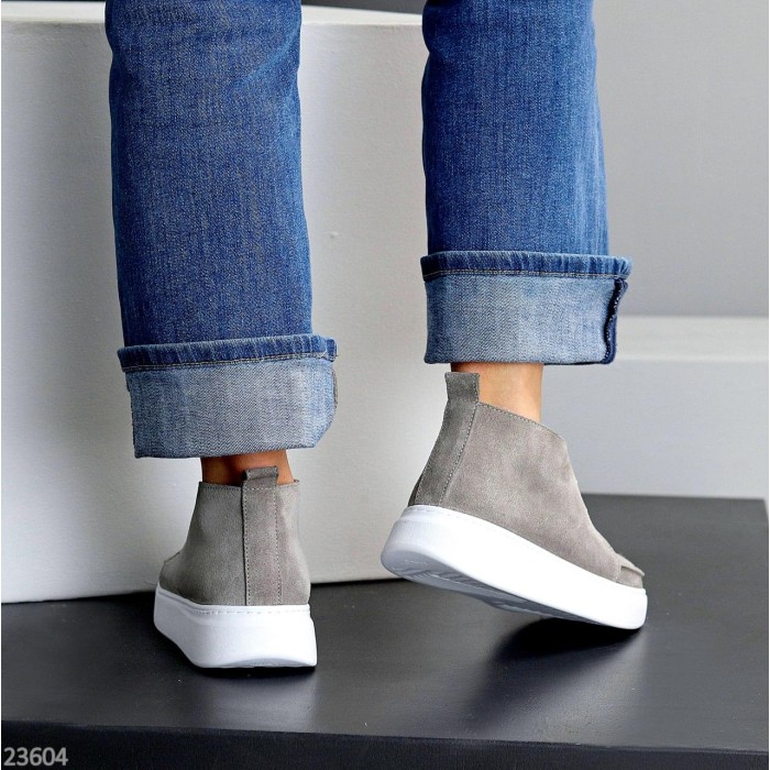 Черевики жіночі натуральна замша сірі демі 36,37,38,39,40,41р