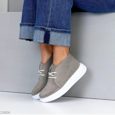 Черевики жіночі натуральна замша сірі демі 36,37,38,39,40,41р