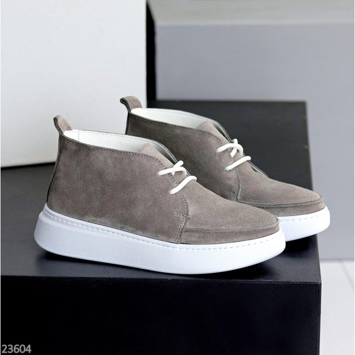 Черевики жіночі натуральна замша сірі демі 36,37,38,39,40,41р