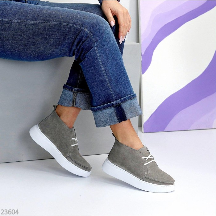 Черевики жіночі натуральна замша сірі демі 36,37,38,39,40,41р