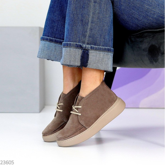 Черевики жіночі натуральна замша беж деми 36,37,38,40,41р