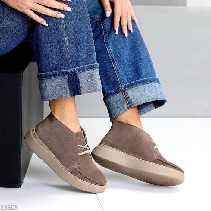 Черевики жіночі натуральна замша беж деми 36,37,38,40,41р