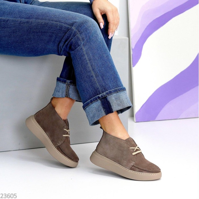 Черевики жіночі натуральна замша беж деми 36,37,38,40,41р