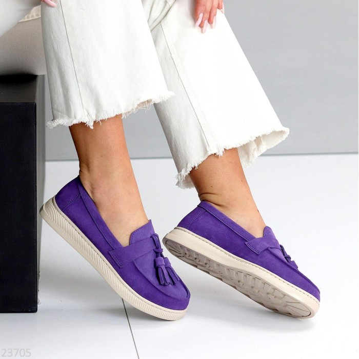 Лофери жіночі натуральна замша колір-фіолетовий 36,37р
