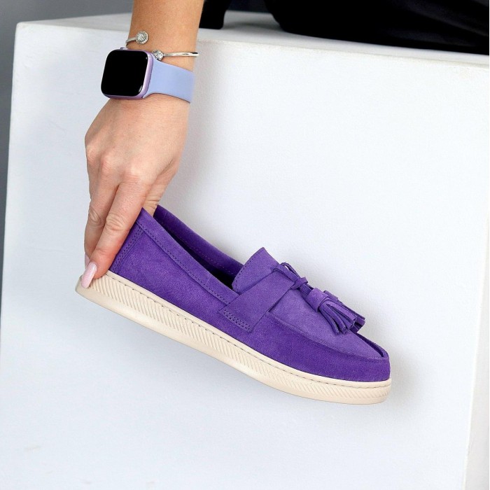 Лофери жіночі натуральна замша колір-фіолетовий 36,37р