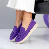 Лоферы женские натуральная замша цвет-фиолетовый 36,37р