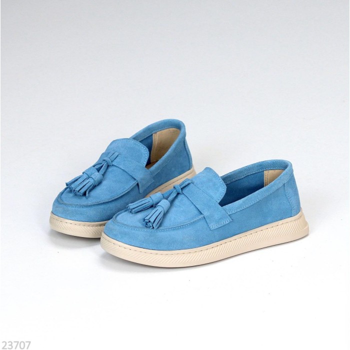 Лофери жіночі натуральна замша колір-блакитний 36р