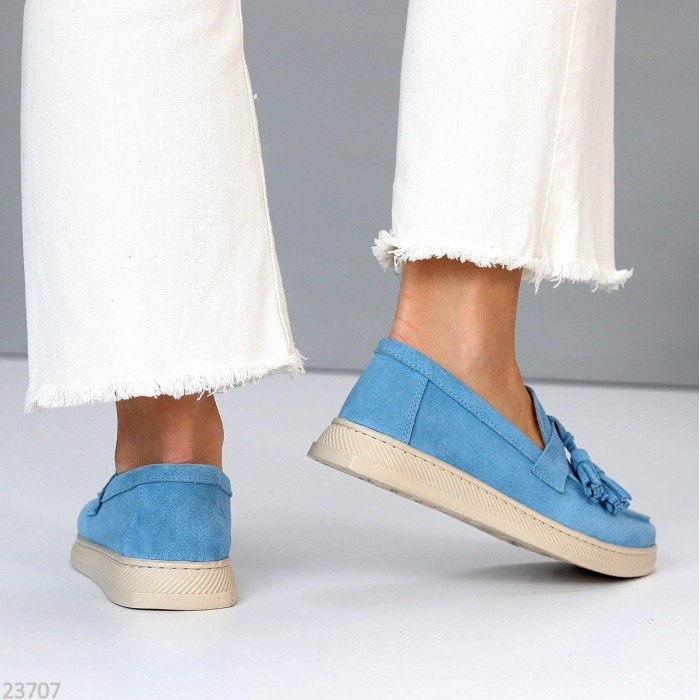 Лофери жіночі натуральна замша колір-блакитний 36р