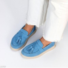 Лофери жіночі натуральна замша колір-блакитний 36р