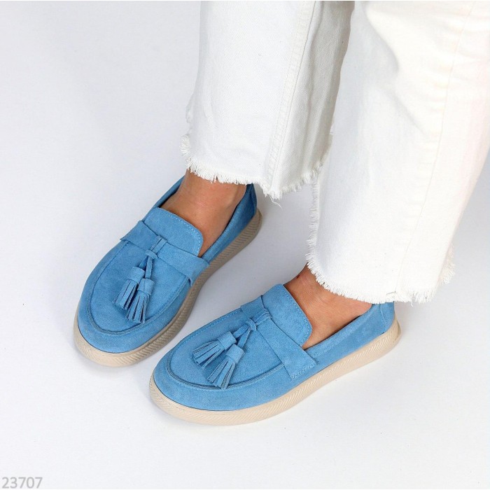 Лофери жіночі натуральна замша колір-блакитний 36р