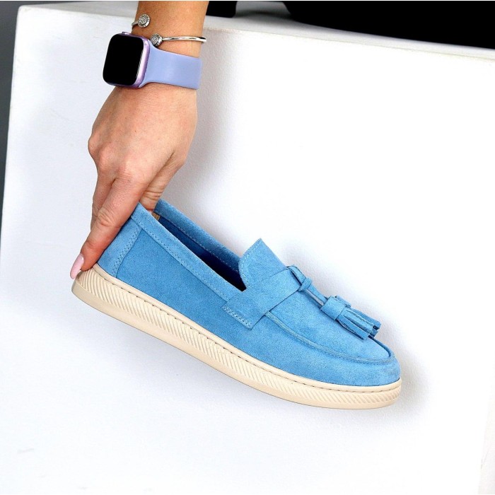 Лофери жіночі натуральна замша колір-блакитний 36р