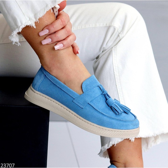 Лофери жіночі натуральна замша колір-блакитний 36р