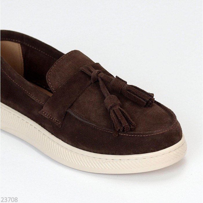 Лоферы женские натуральная замша цвет-шоколад 38р