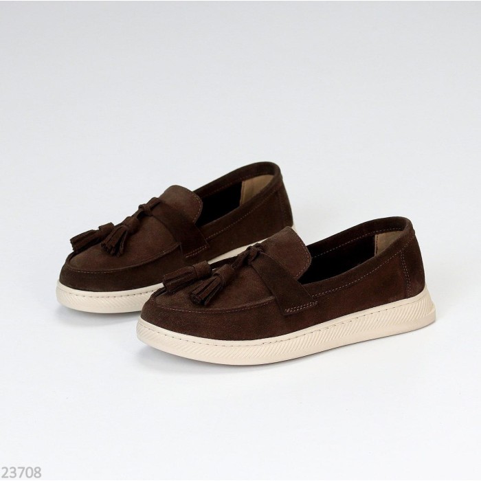 Лоферы женские натуральная замша цвет-шоколад 38р