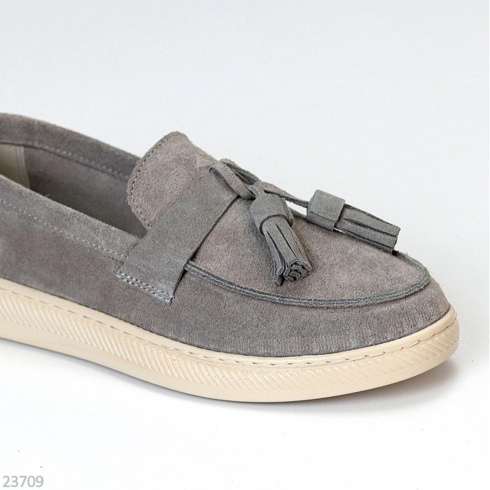 Лоферы женские натуральная замша цвет-серый 36,37р