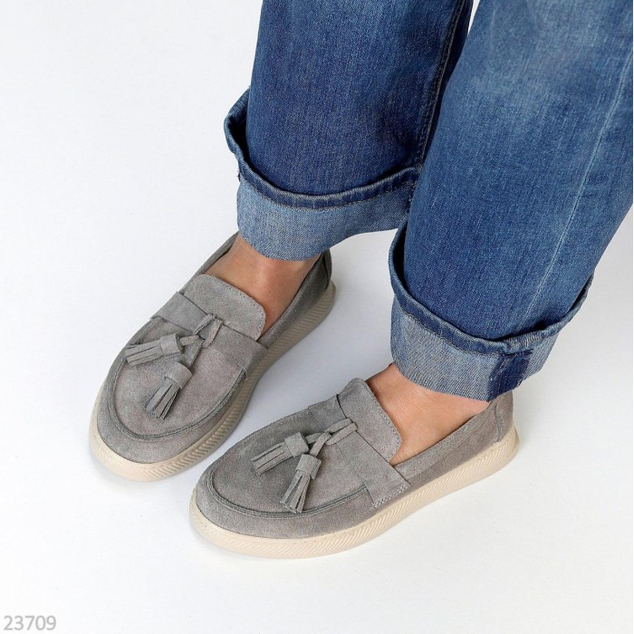 Лоферы женские натуральная замша цвет-серый 36,37р