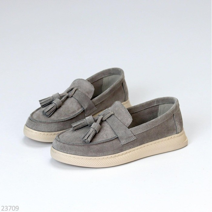 Лоферы женские натуральная замша цвет-серый 36,37р