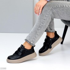 Кеди жіночі натуральна шкіра чорні демі 36,37,38,39,40р.