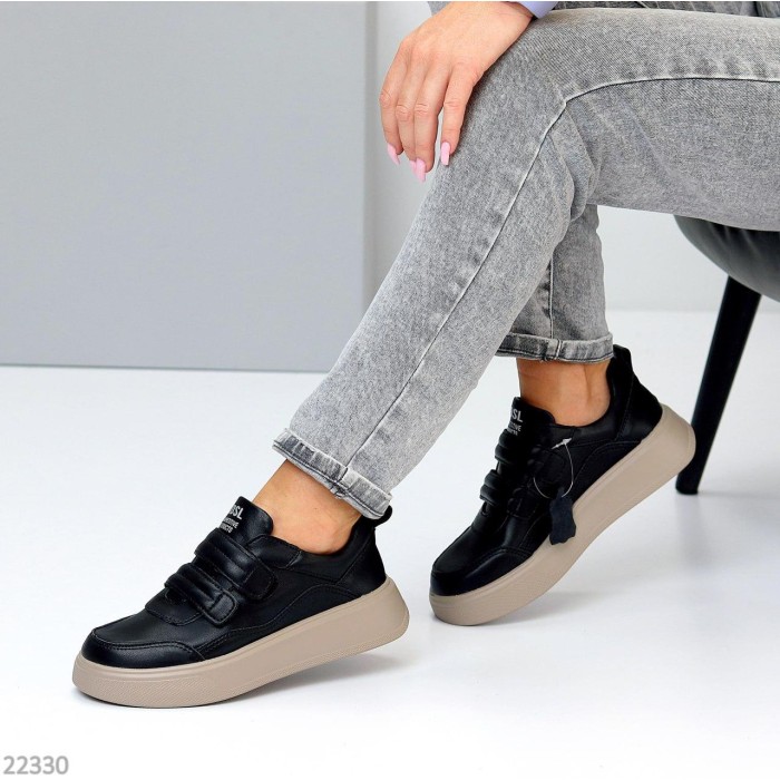 Кеди жіночі натуральна шкіра чорні демі 36,37,38,39,40р.