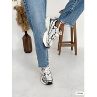 Кроссівки жіночі з екошкіри жіночі сріблясто-білі 37,38р