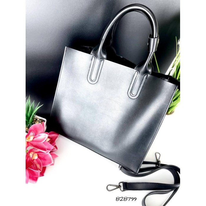 Сумка жіноча, 2-х стороння екошкіра Чорна, Чорна гладка Чорний гладкий