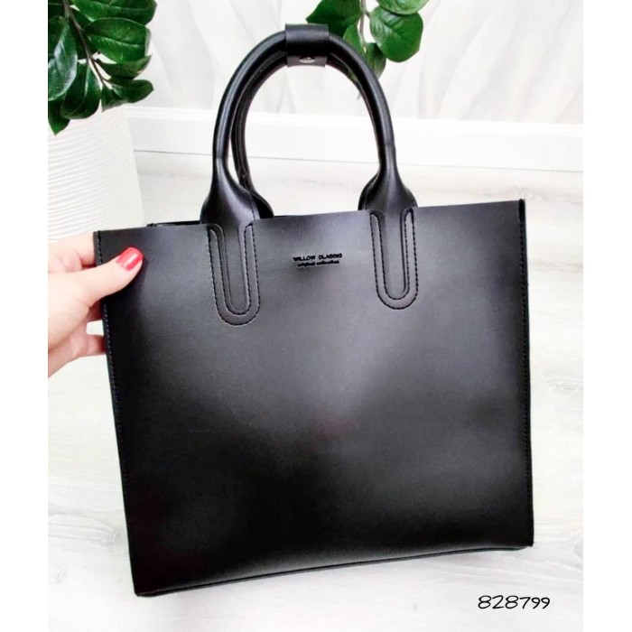 Сумка жіноча, 2-х стороння екошкіра Чорна, Чорна гладка Чорний гладкий