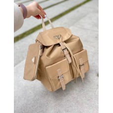 Рюкзак жіночий натуральна кожа комбінована з текстилем щільним Чорний, Бежевий Бежевий