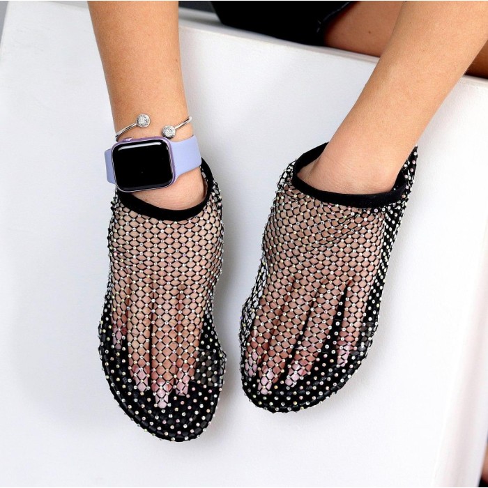 Сандалі жіночи сітка з камінцями Чорні 37,38,39,40,41,42р