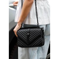 Сумка женская Лоран медиум натуральная кожа Чёрная (фурнитура - серебро, матовая, золото) Чёрный матовый