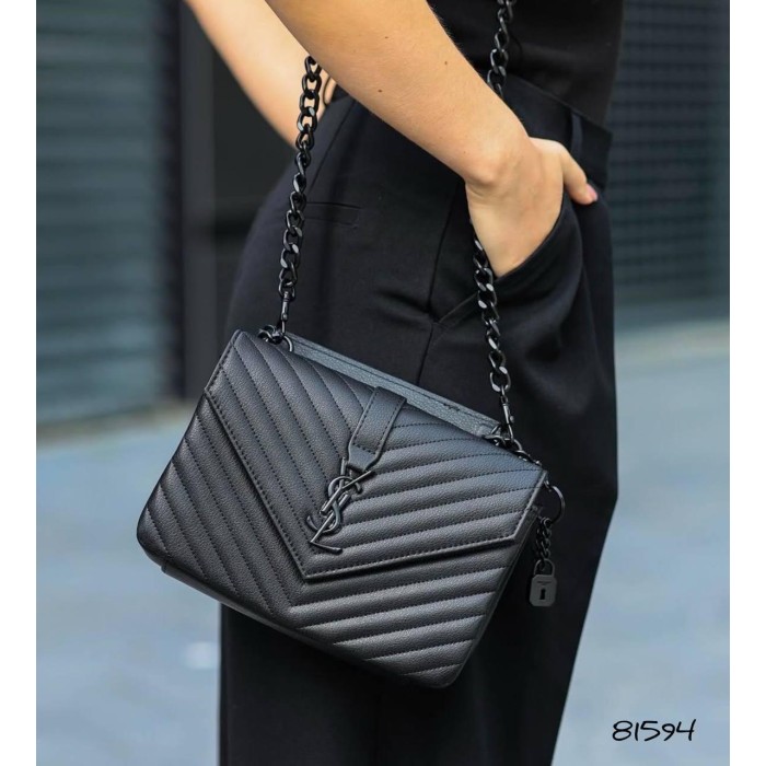 Сумка жіноча Лоран медіум з натуральної шкіри Чорна (фурнітура - срібло,матова,золото) Чорний матовий