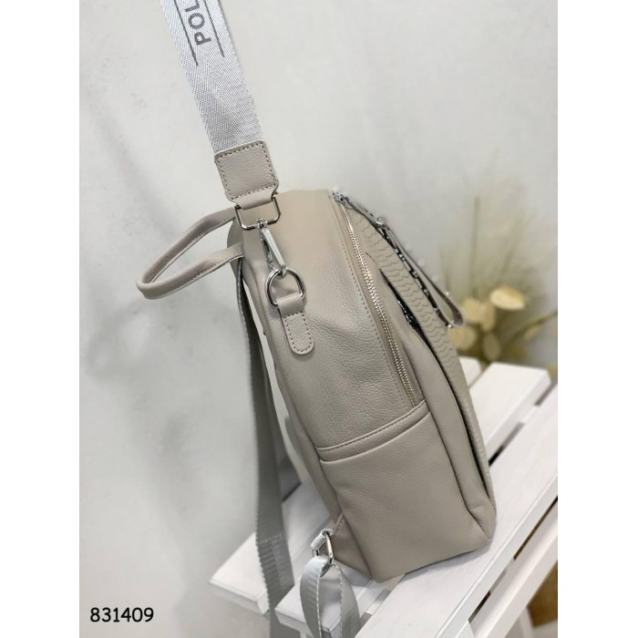 Рюкзак/ Сумка трансформер натуральна шкіра Беж