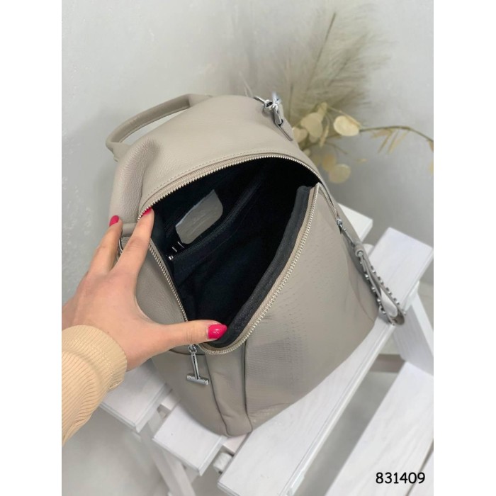 Рюкзак/ Сумка трансформер натуральна шкіра Беж