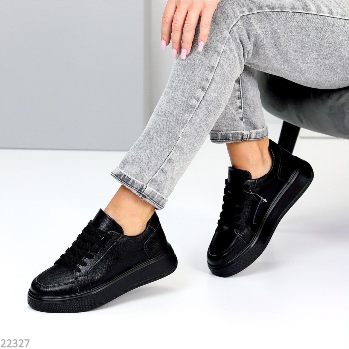 Кеди жіночі натуральна шкіра чорні 37,38,40р.