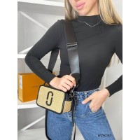 Сумка жіноча Джейкобс  плетіння натуральна шкіра Беж/ Чорний