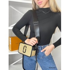 Сумка жіноча Джейкобс  плетіння натуральна шкіра Беж/ Чорний