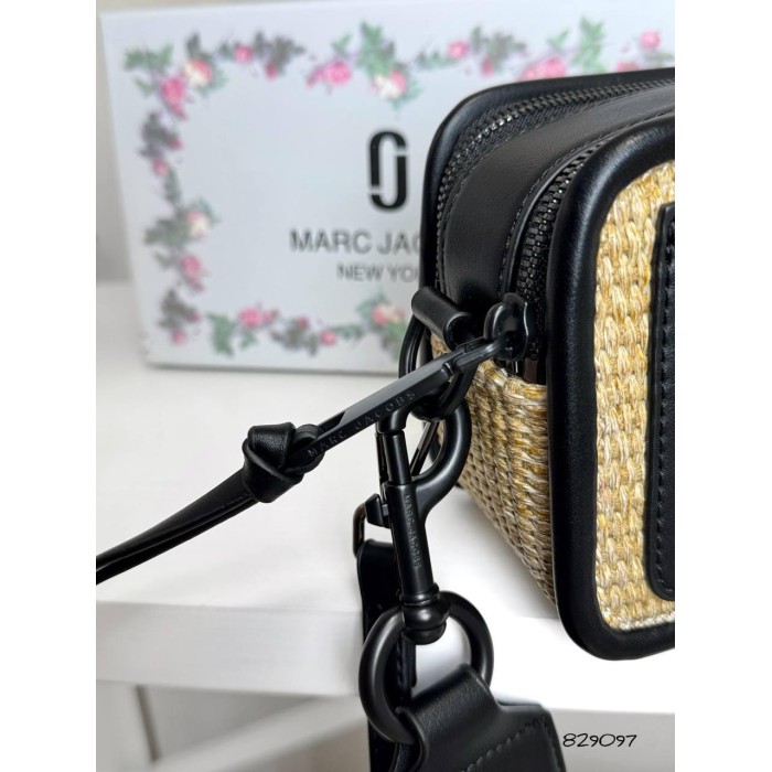 Сумка жіноча Джейкобс плетіння натуральна шкіра Беж/ Чорний