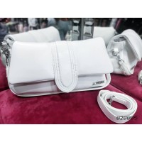 Сумка женская с ремешком натуральная кожа и джинс  Чёрная, Белая Белый