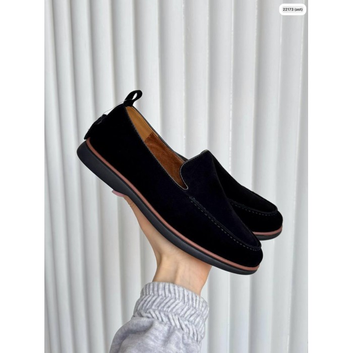 Туфлі/Лофери жіночі натуральна замша Чорні на 37р