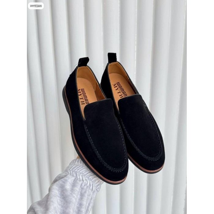 Туфлі/Лофери жіночі натуральна замша Чорні на 37р