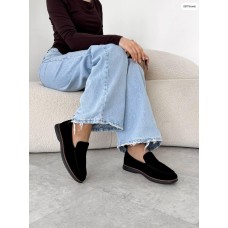 Туфлі/Лофери жіночі натуральна замша Чорні на 37р