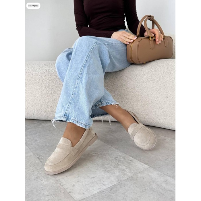 Туфлі/Лофери жіночі натуральна замша Бежеві 36,38р